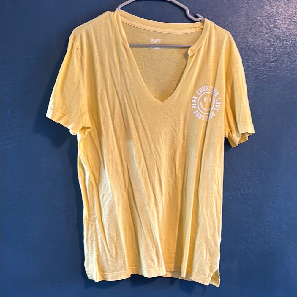 Yellow V-Neck Graphic T-Shirt